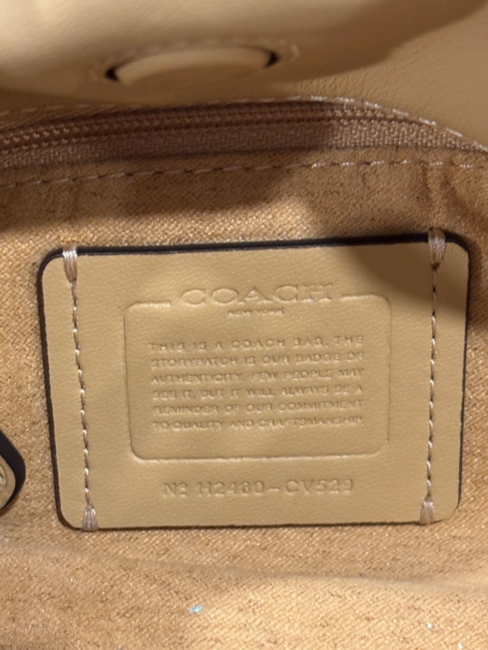 Coach Faye Tan/Gold Convertible Leather Bag - Picture 5 of 6